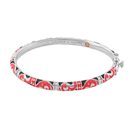 Stackable Desire Bangle Scroll & Pavé silver-tone bracelet with red enamel scrolls L.G. Adams on Tampa Home & Garden Store