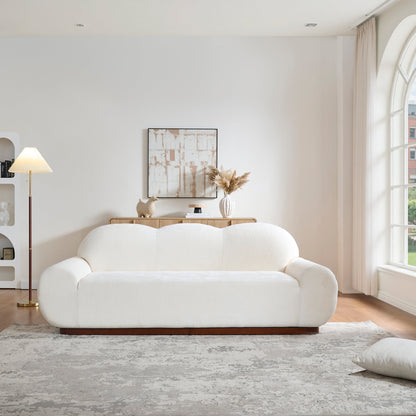 The Cloud Curved 3 Seater Chenille Sofa In Snow