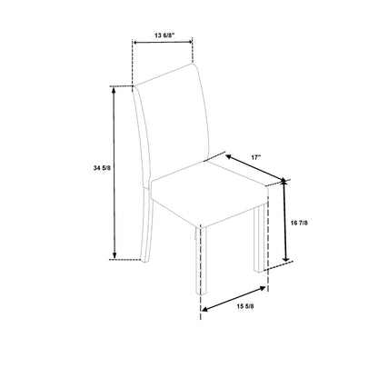 Sarang dining table and chairs set, 5-piece by Unique Piece Furniture, schematic dimensions on Tampa Home & Garden Store