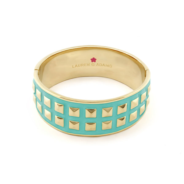 Stud Me Bangle turquoise enamel with gold-tone square studs bracelet by Lauren G Adams on Tampa Home & Garden Store