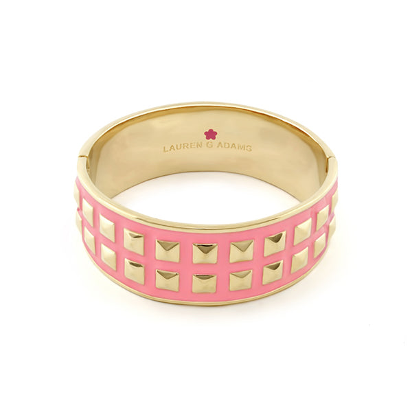 Stud Me Bangle pink and gold-tone bracelet with square stud grid pattern Lauren G Adams on Tampa Home & Garden Store
