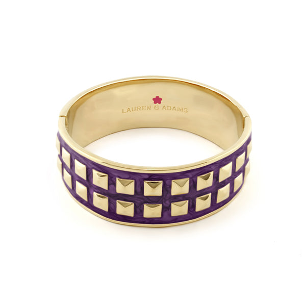 Stud Me Bangle bracelet in purple enamel with gold square studs by Lauren G Adams on Tampa Home & Garden Store