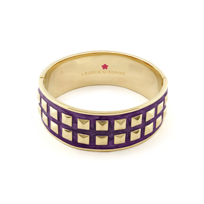 Stud Me Bangle bracelet in purple enamel with gold square studs by Lauren G Adams on Tampa Home & Garden Store