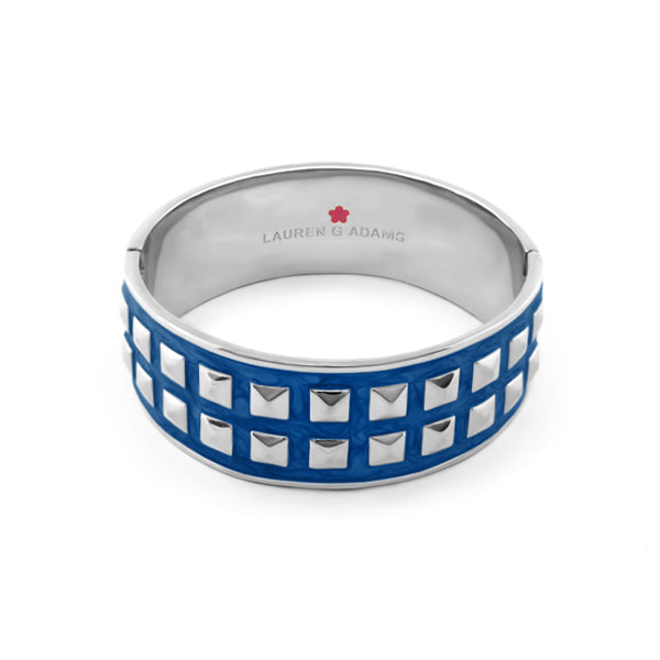 Stud Me Bangle blue enamel bracelet with silver square studs Lauren G Adams on Tampa Home & Garden Store