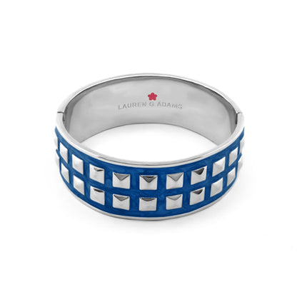 Stud Me Bangle blue enamel bracelet with silver square studs Lauren G Adams on Tampa Home & Garden Store