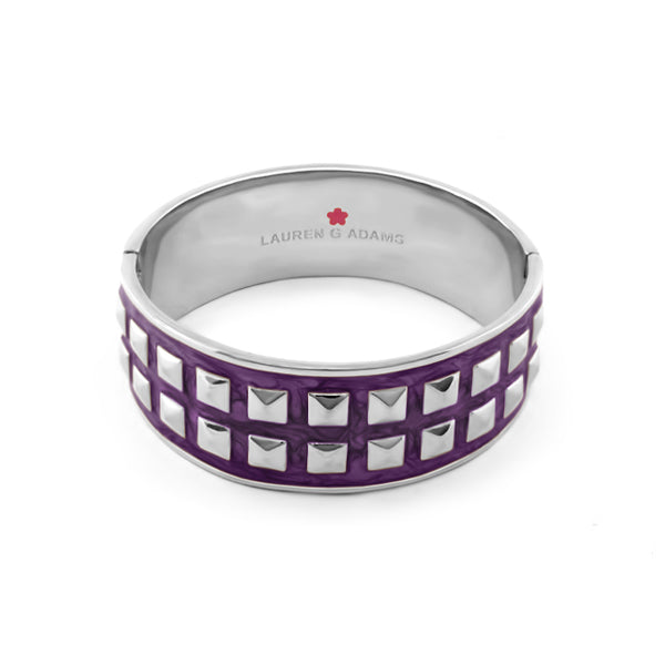 Stud Me Bangle bracelet in purple enamel with silver square studs by Lauren G Adams on Tampa Home & Garden Store