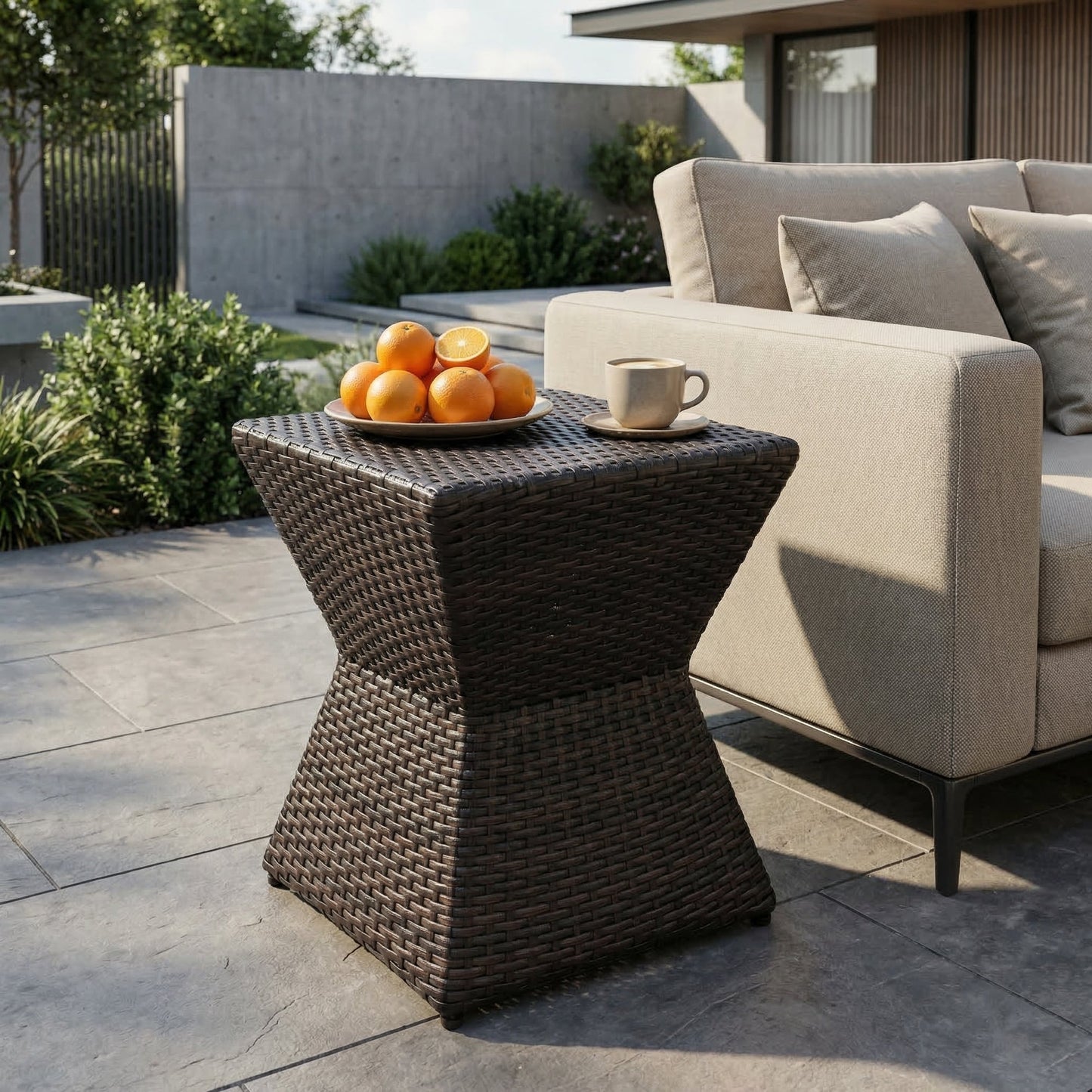 Calhoun Brown Wicker Outdoor Patio Table
