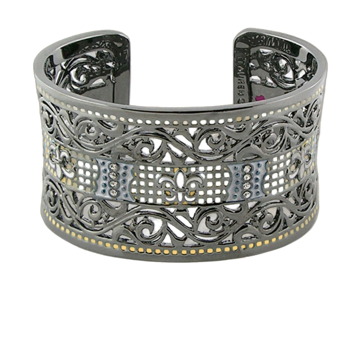 Knights of Love Cuff Bangle by Lauren G Adams, silver filigree cuff with crystal accents on Tampa Home & Garden Store