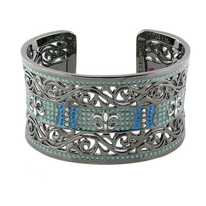 Knights of Love cuff bangle by Lauren G Adams, silver-tone bracelet with turquoise accents on Tampa Home & Garden Store