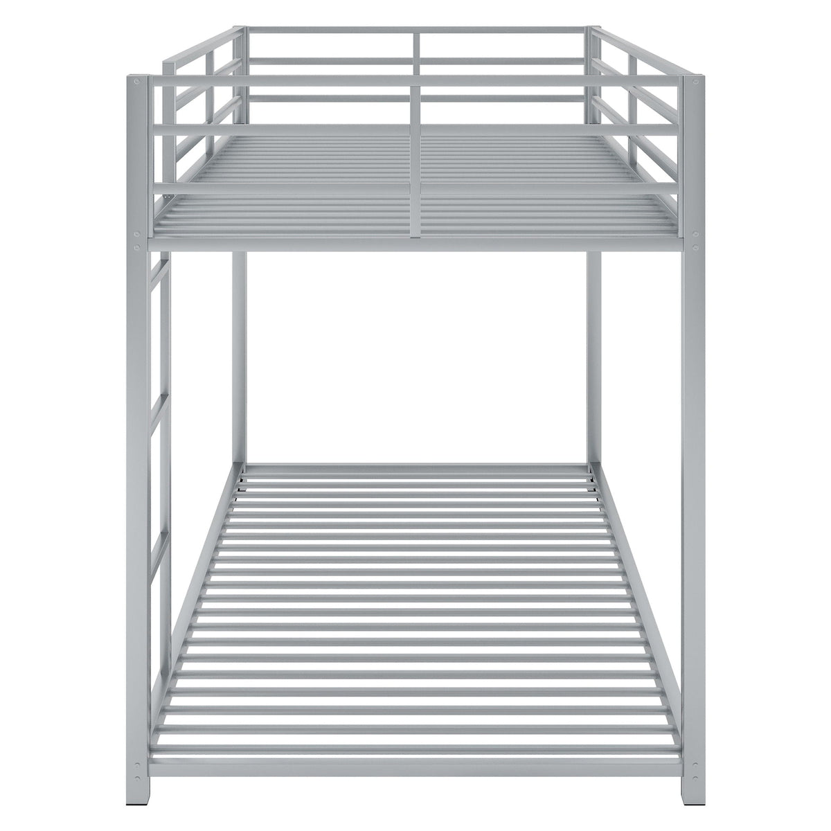 Metal bunk bed, low twin-over-twin with ladder, gray steel frame HouseOfZazla on Tampa Home & Garden Store