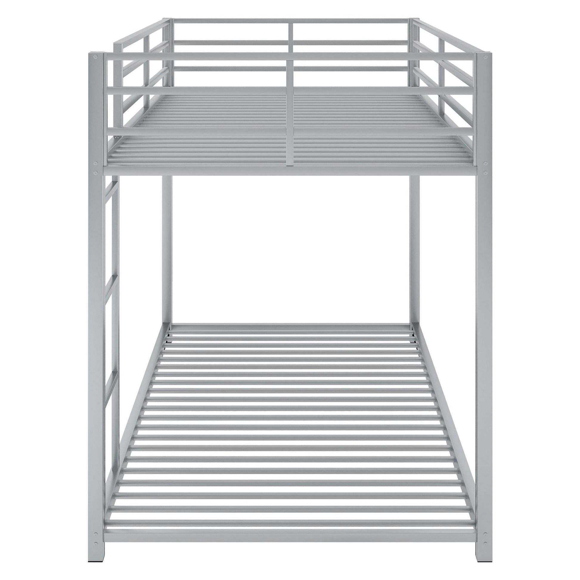 Metal bunk bed, low twin-over-twin with ladder, gray steel frame HouseOfZazla on Tampa Home & Garden Store