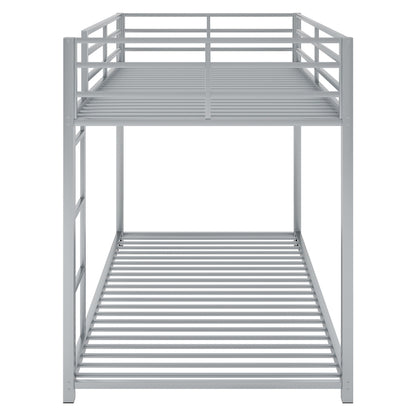 Metal bunk bed, low twin-over-twin with ladder, gray steel frame HouseOfZazla on Tampa Home & Garden Store