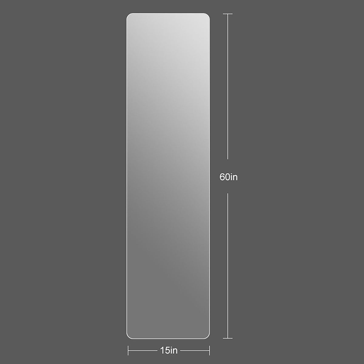 HouseOfZazla full-body round-corner wall mirror vertical silver glass 60in tall by 15in wide on Tampa Home & Garden Store