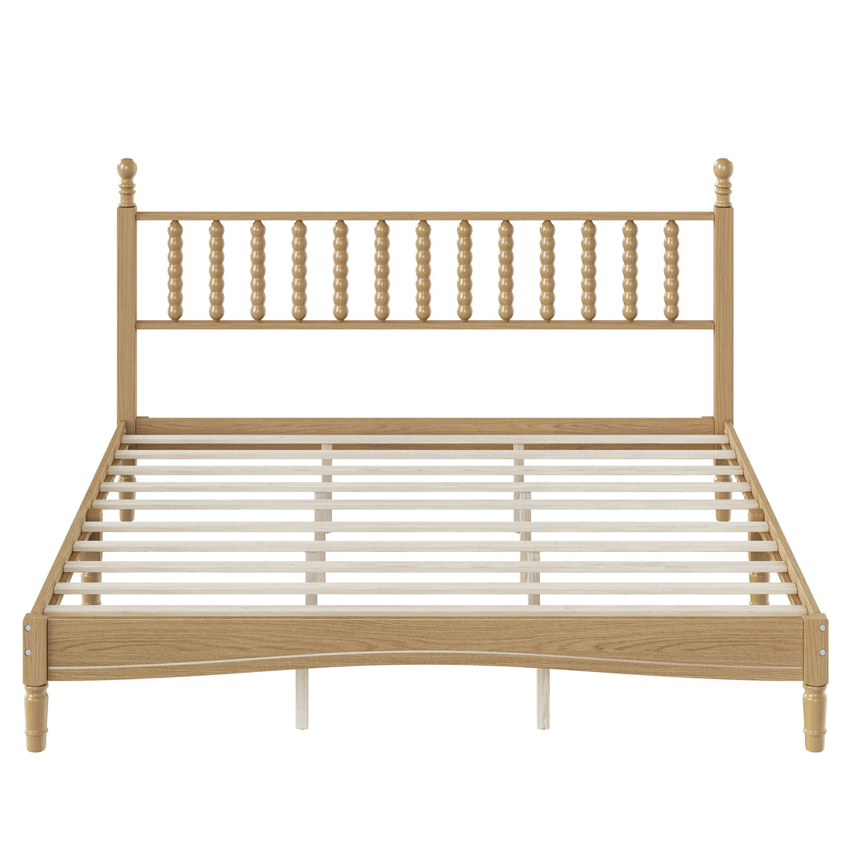 King size wood platform bed with gourd shaped headboard in natural oak by HouseOfZazla on Tampa Home & Garden Store
