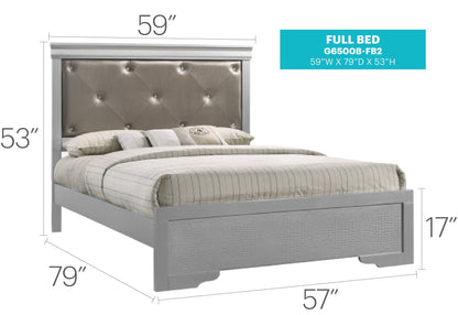 Transitional Tufted Bed and Textured Footboard