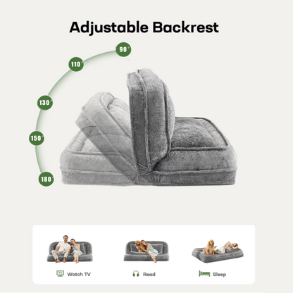 Double Human Dog Bed Loveseat gray fabric adjustable backrest HouseOfZazla on Tampa Home & Garden Store