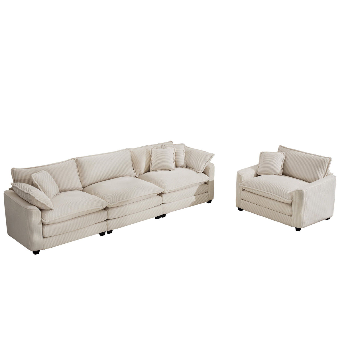Elegant oversized 3-piece beige sectional sofa set with deep seats, HouseOfZazla on Tampa Home & Garden Store