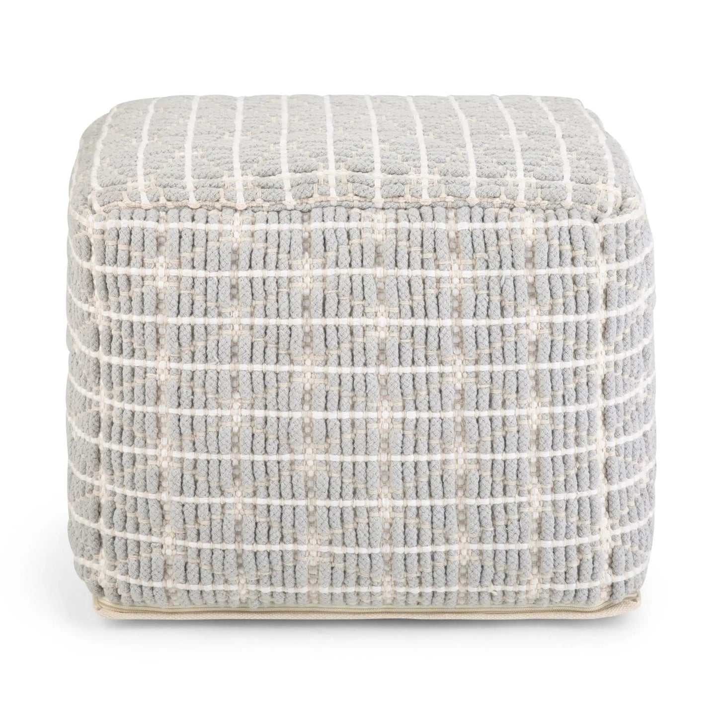 Noreen Upholstered Square Pouf Hand Woven Dark