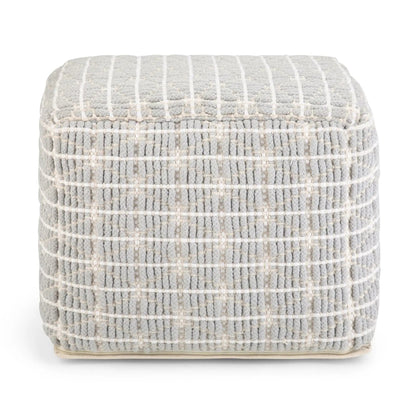 Noreen Upholstered Square Pouf Hand Woven Dark