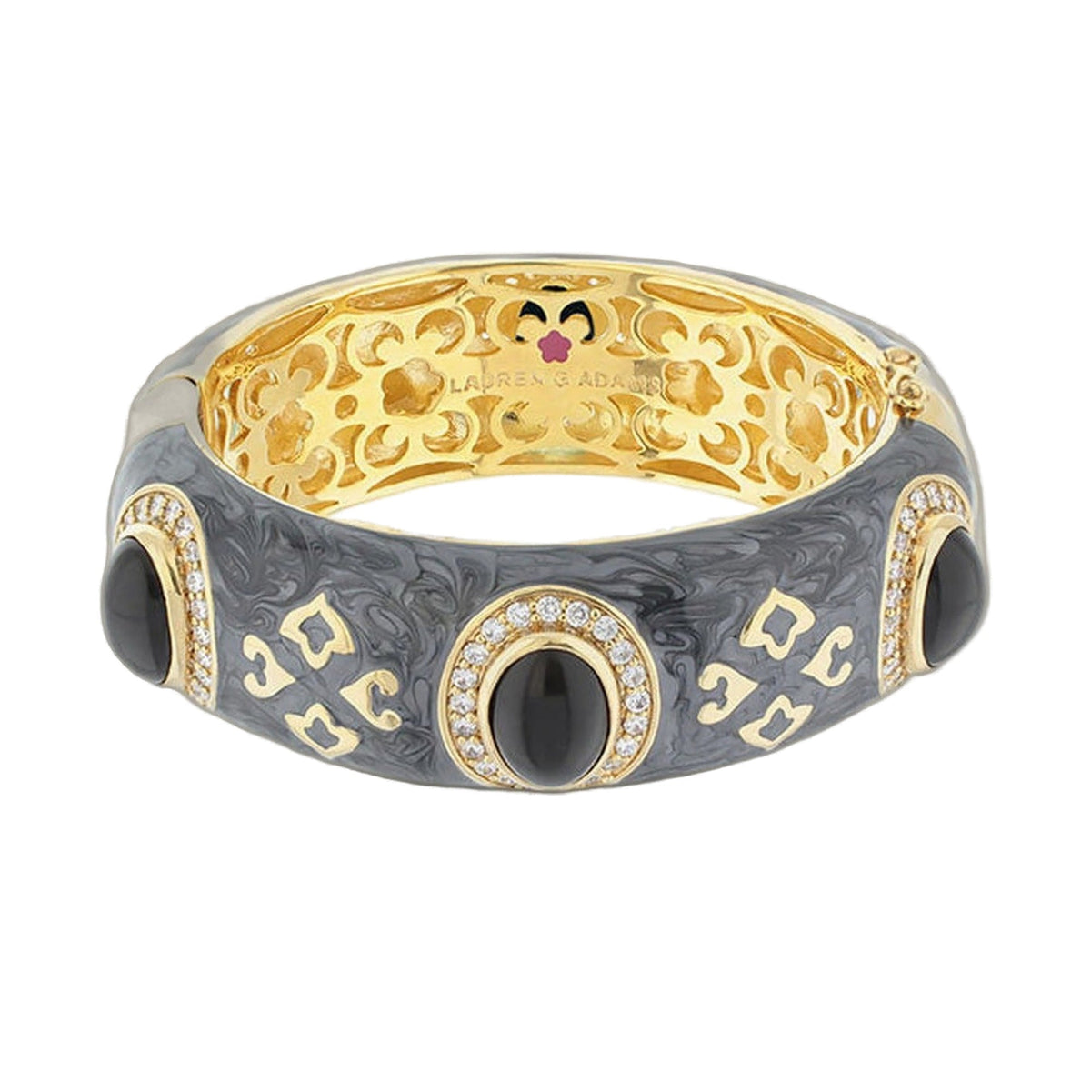 The Eilat Bangle two-tone gold and gray carved bracelet with diamond accents by Lauren G Adams on Tampa Home & Garden Store