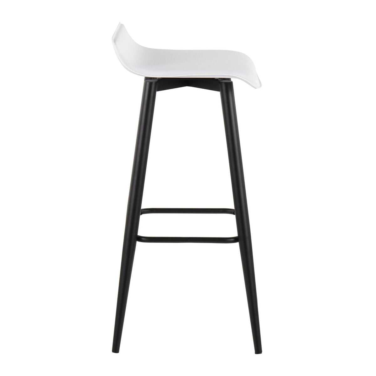 Bar stool set white curved seat, black metal legs fixed-height design on Tampa Home & Garden Store