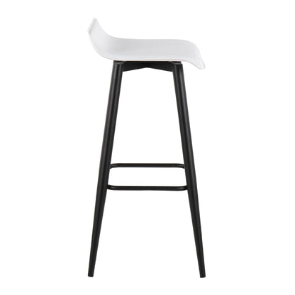 Bar stool set white curved seat, black metal legs fixed-height design on Tampa Home & Garden Store