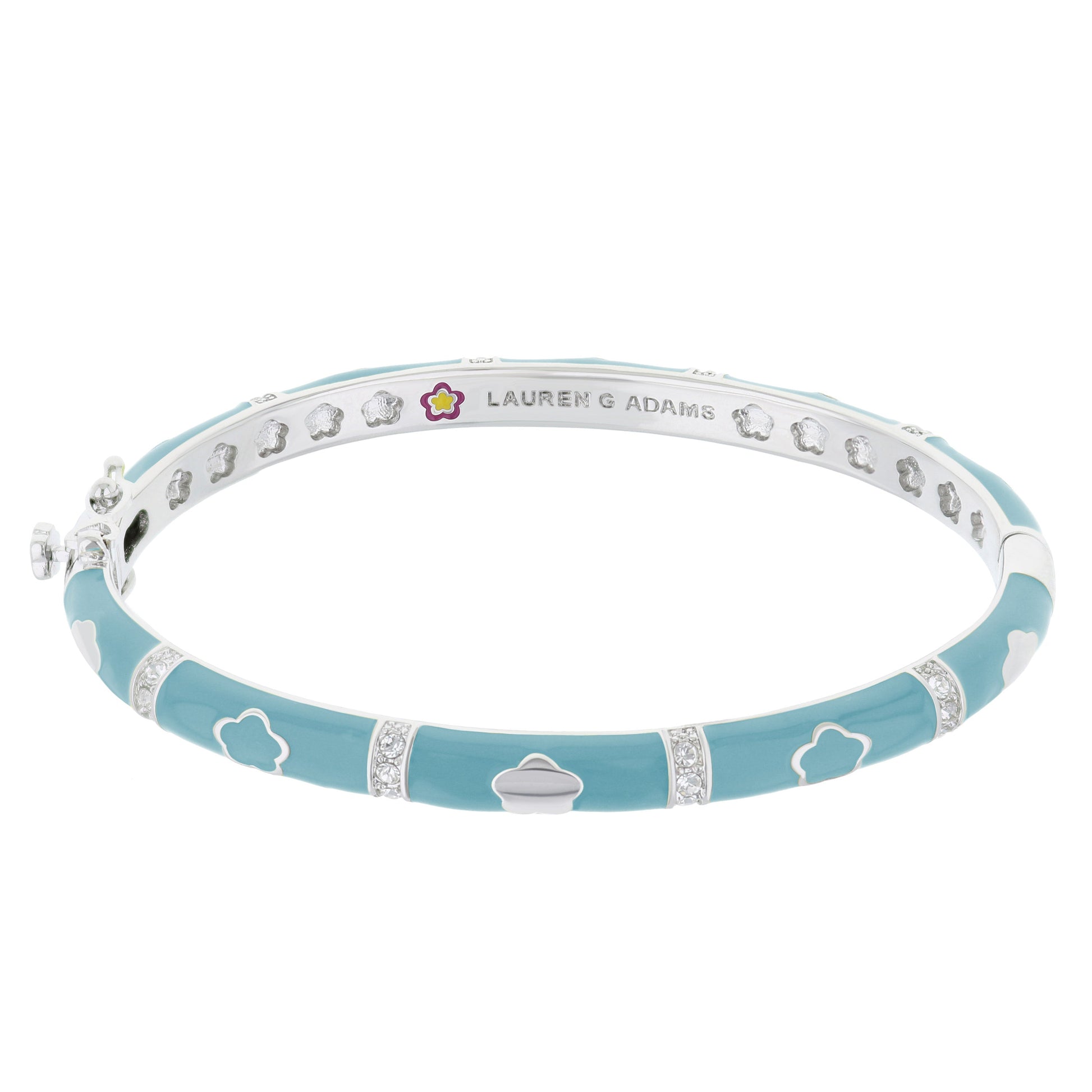 Daisy Love Bangle Flower & Pavé Bar in blue enamel with pavé crystals Lauren G Adams on Tampa Home & Garden Store