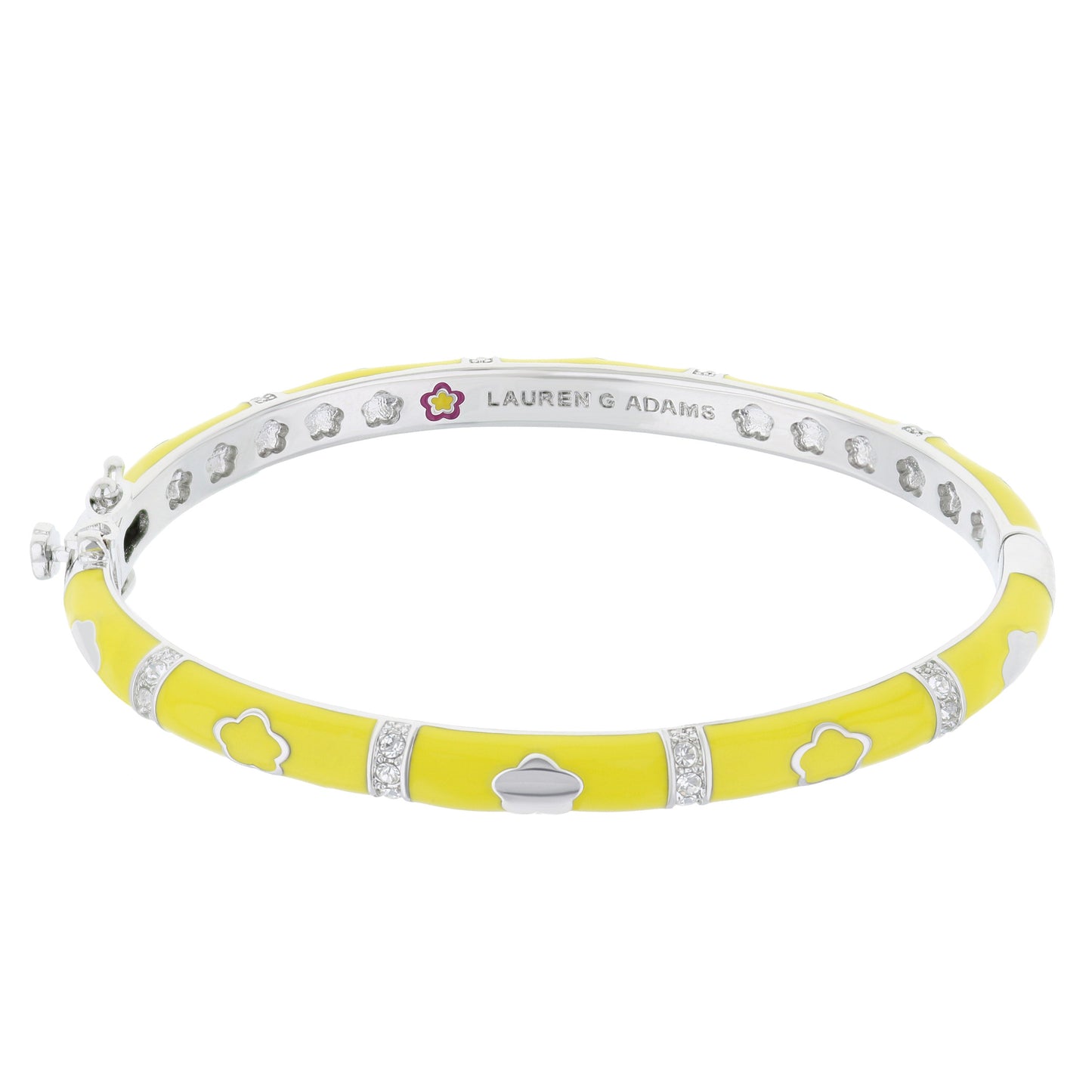 Daisy Love Bangle — Flower & Pavé Bar, yellow enamel bracelet Lauren G Adams on Tampa Home & Garden Store