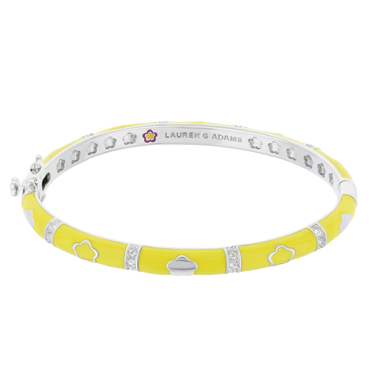 Daisy Love Bangle — Flower & Pavé Bar, yellow enamel bracelet Lauren G Adams on Tampa Home & Garden Store
