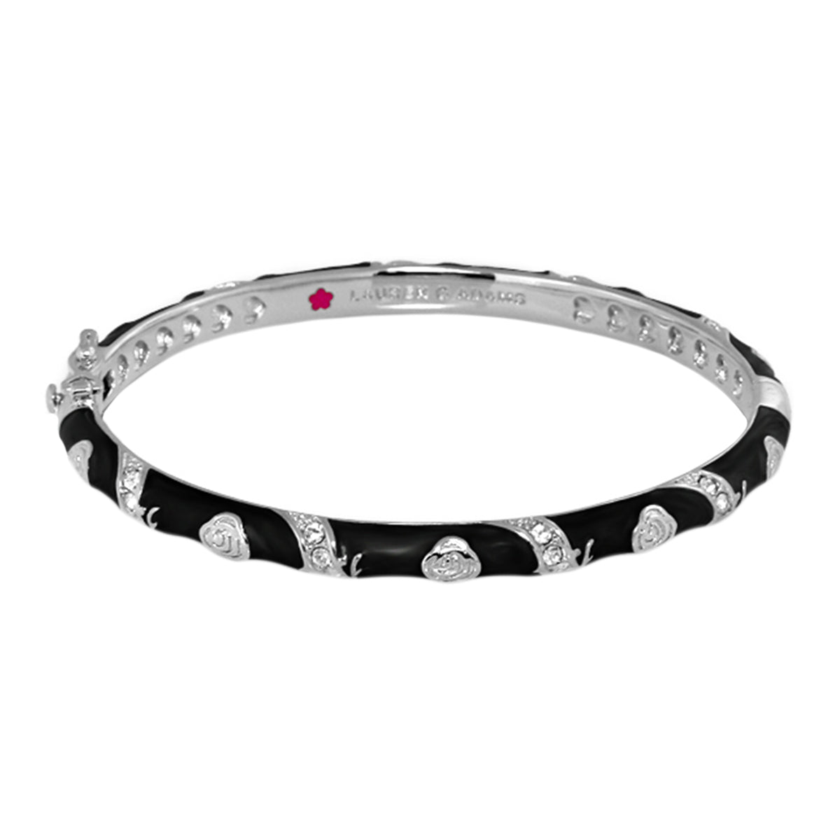 Stackable Fiesta Bangle — Heart & Pavé, black enamel with pavé hearts by Lauren G Adams on Tampa Home & Garden Store