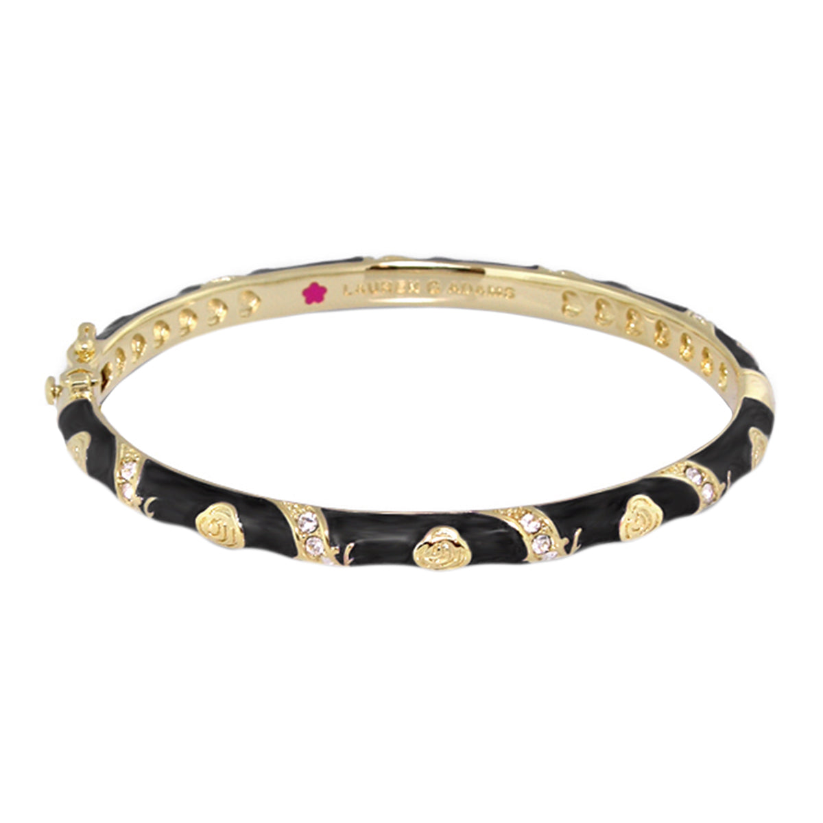 Lauren G Adams Stackable Fiesta Bangle in black enamel with gold-tone accents and heart motifs on Tampa Home & Garden Store