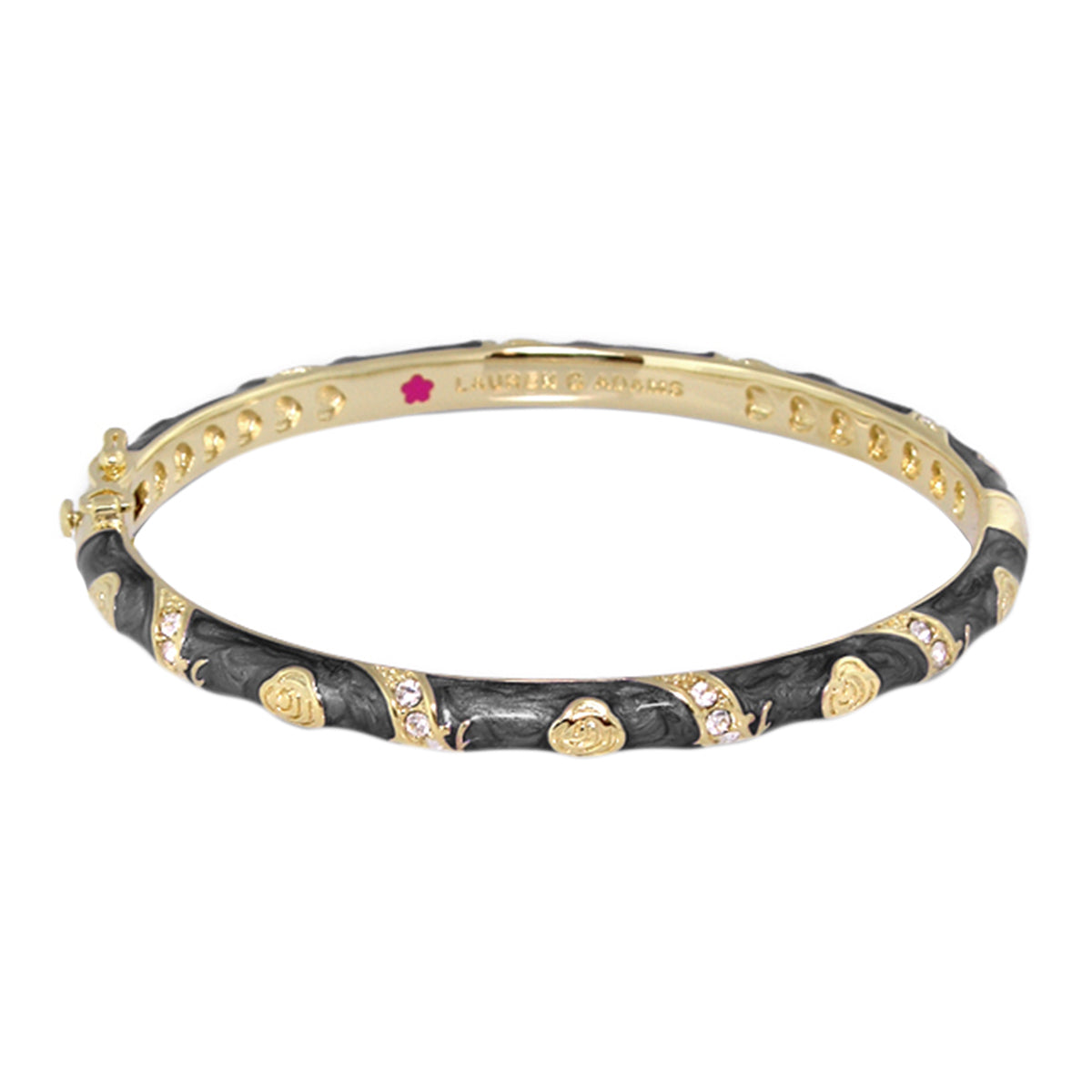 Stackable Fiesta Bangle - Heart & Pavé bracelet, black textured band, hearts, Lauren G Adams on Tampa Home & Garden Store