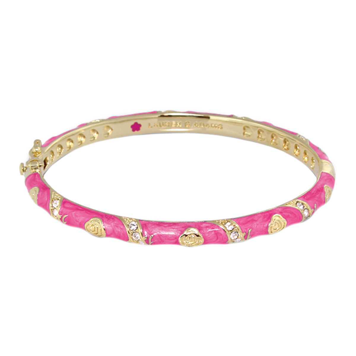 Stackable Fiesta Bangle Heart & Pavé pink enamel bracelet with gold accents by Lauren G Adams on Tampa Home & Garden Store