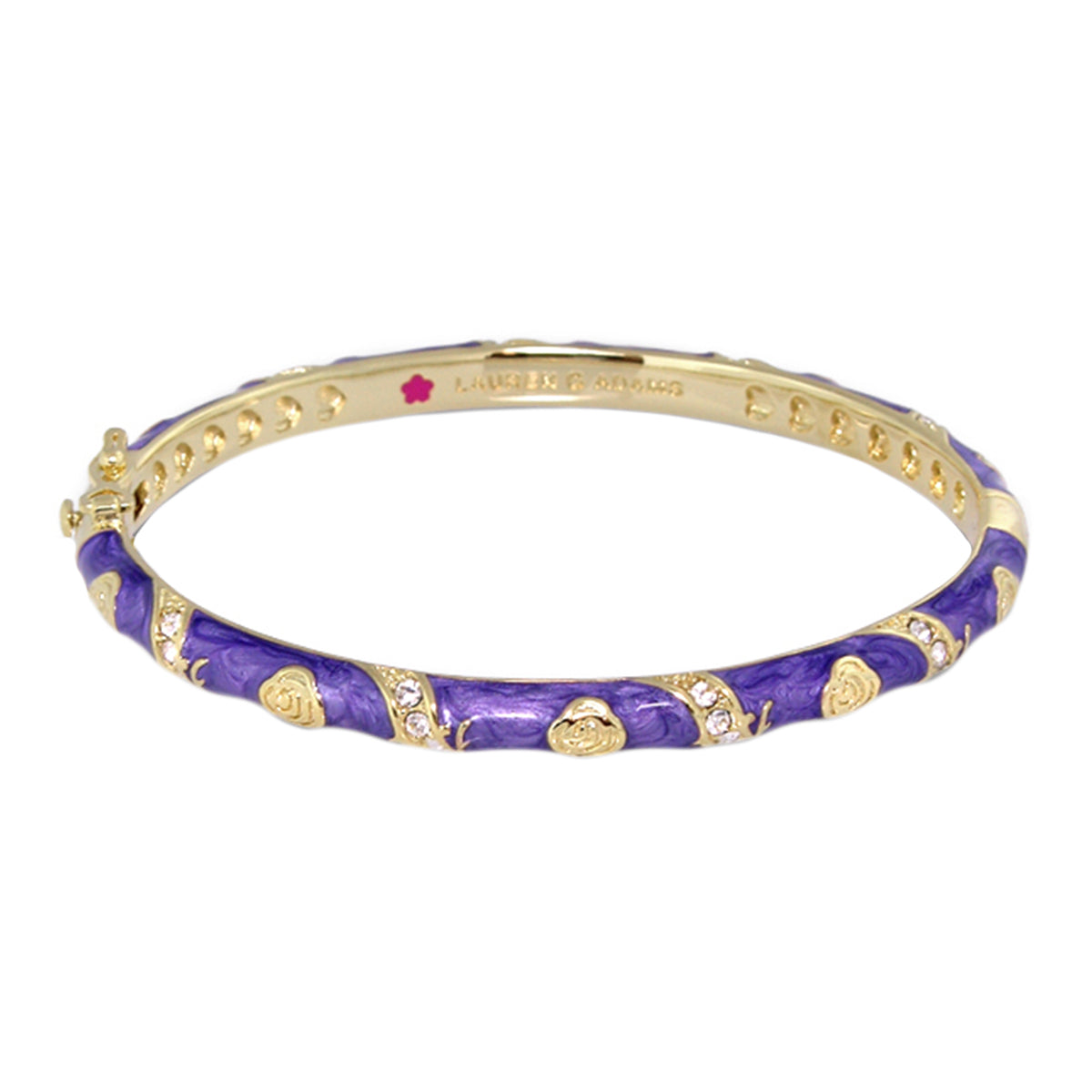 Stackable Fiesta Bangle Heart & Pavé in purple enamel with gold-tone hearts by Lauren G Adams on Tampa Home & Garden Store
