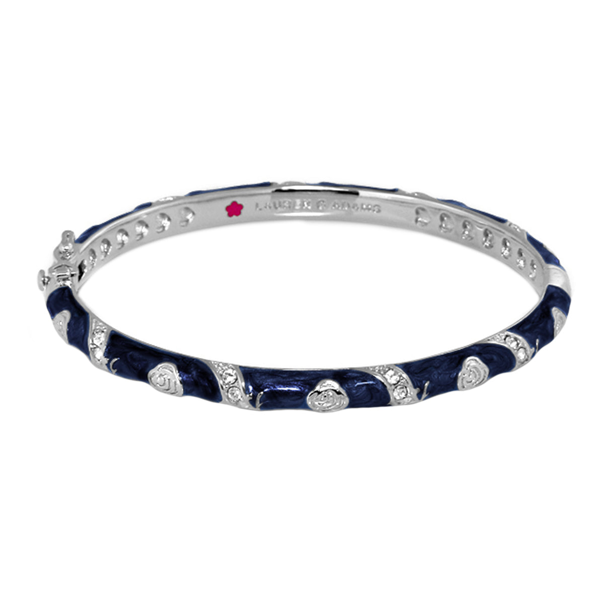 Stackable Fiesta Bangle Heart & Pavé in blue enamel with pavé hearts by Lauren Adams on Tampa Home & Garden Store