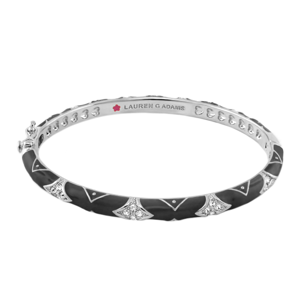 Stackable Bangle Quilted Pavé silver with black enamel panels and crystals by Lauren G Adams on Tampa Home & Garden Store