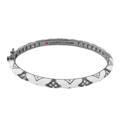 Stackable Fiesta Bangle Quilted Pavé bracelet in white enamel by Lauren G Adams on Tampa Home & Garden Store