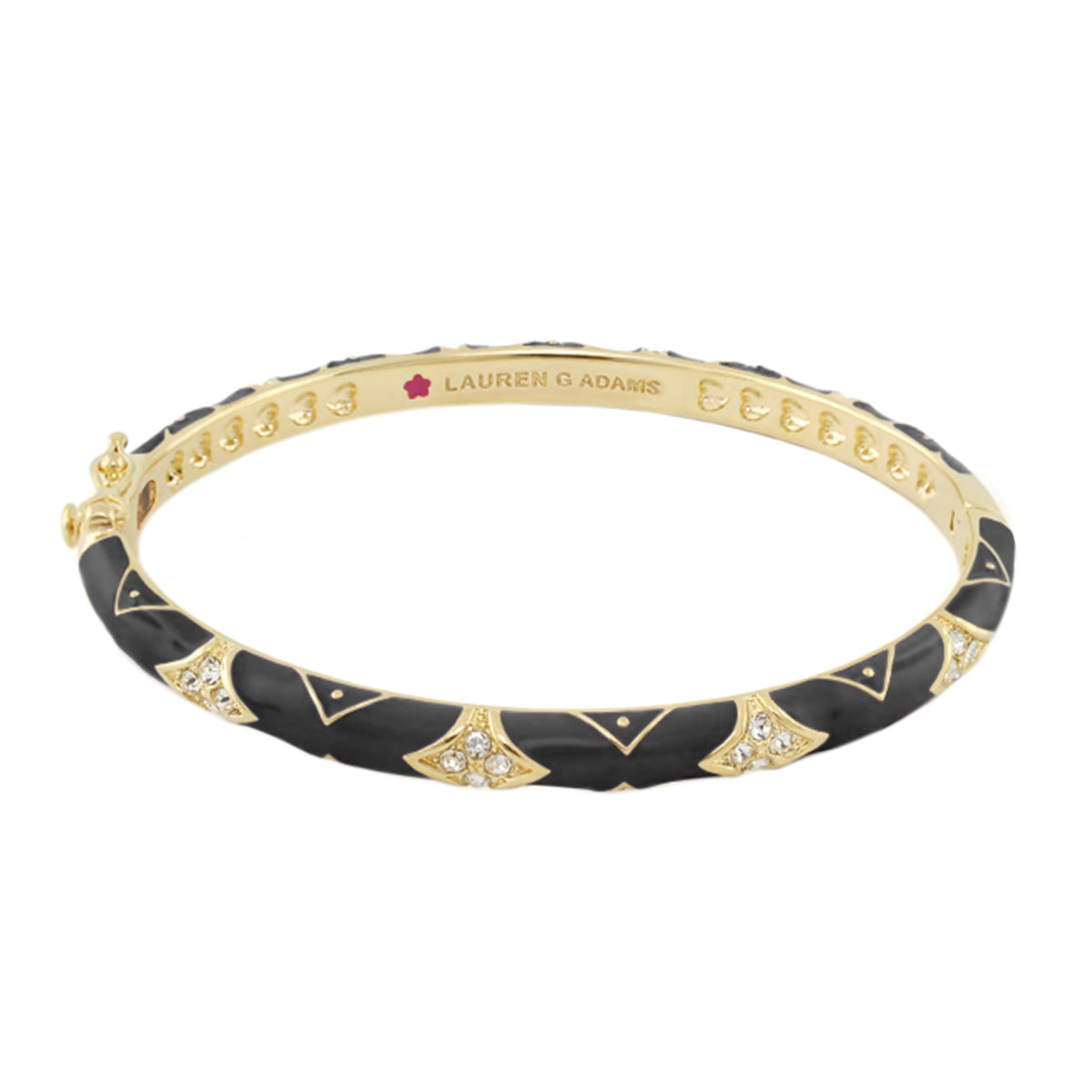 Stackable Fiesta Bangle Quilted Pavé bracelet in black enamel with crystals Lauren G Adams on Tampa Home & Garden Store
