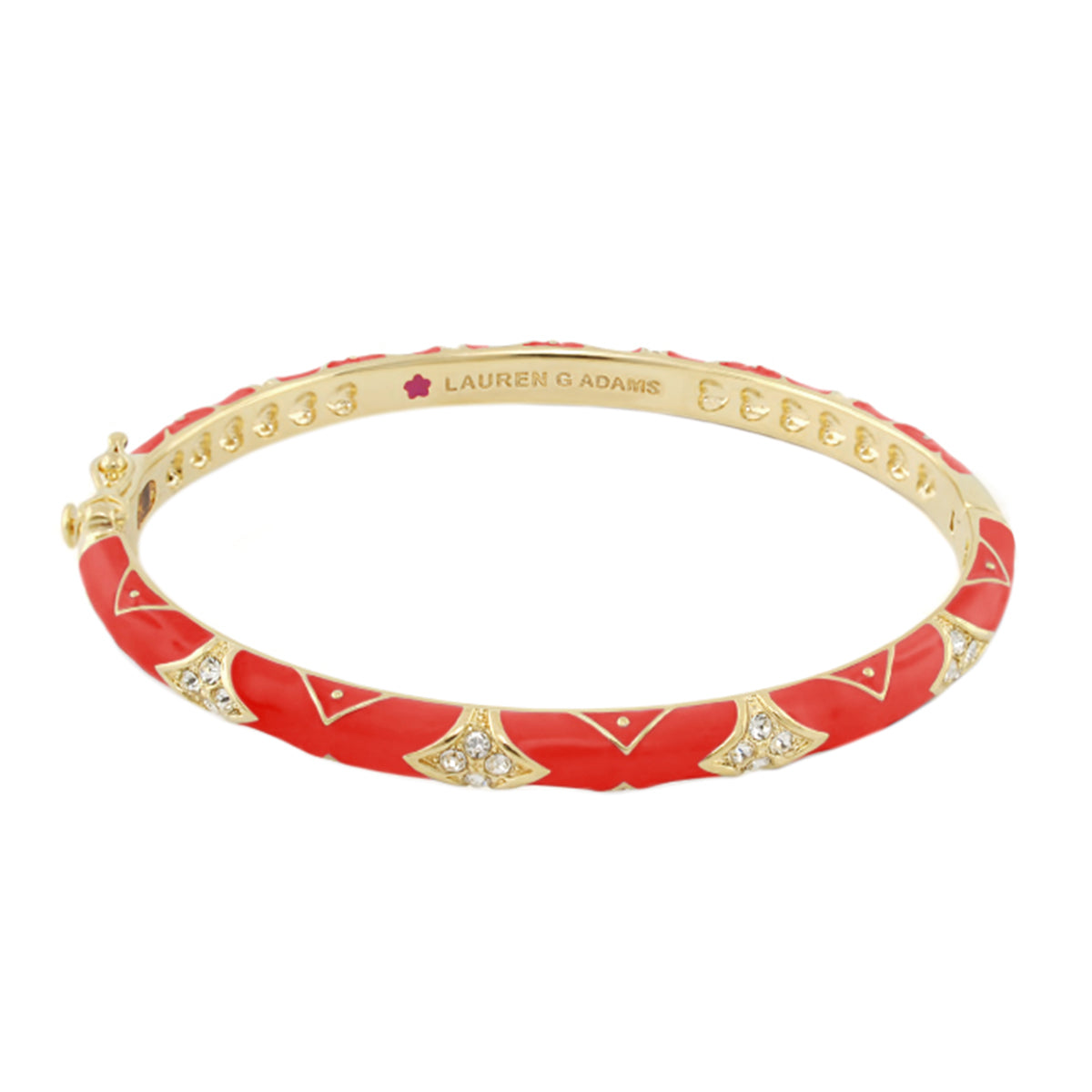Stackable Fiesta Bangle Quilted Pavé red enamel gold-tone bracelet with crystals Lauren G Adams on Tampa Home & Garden Store