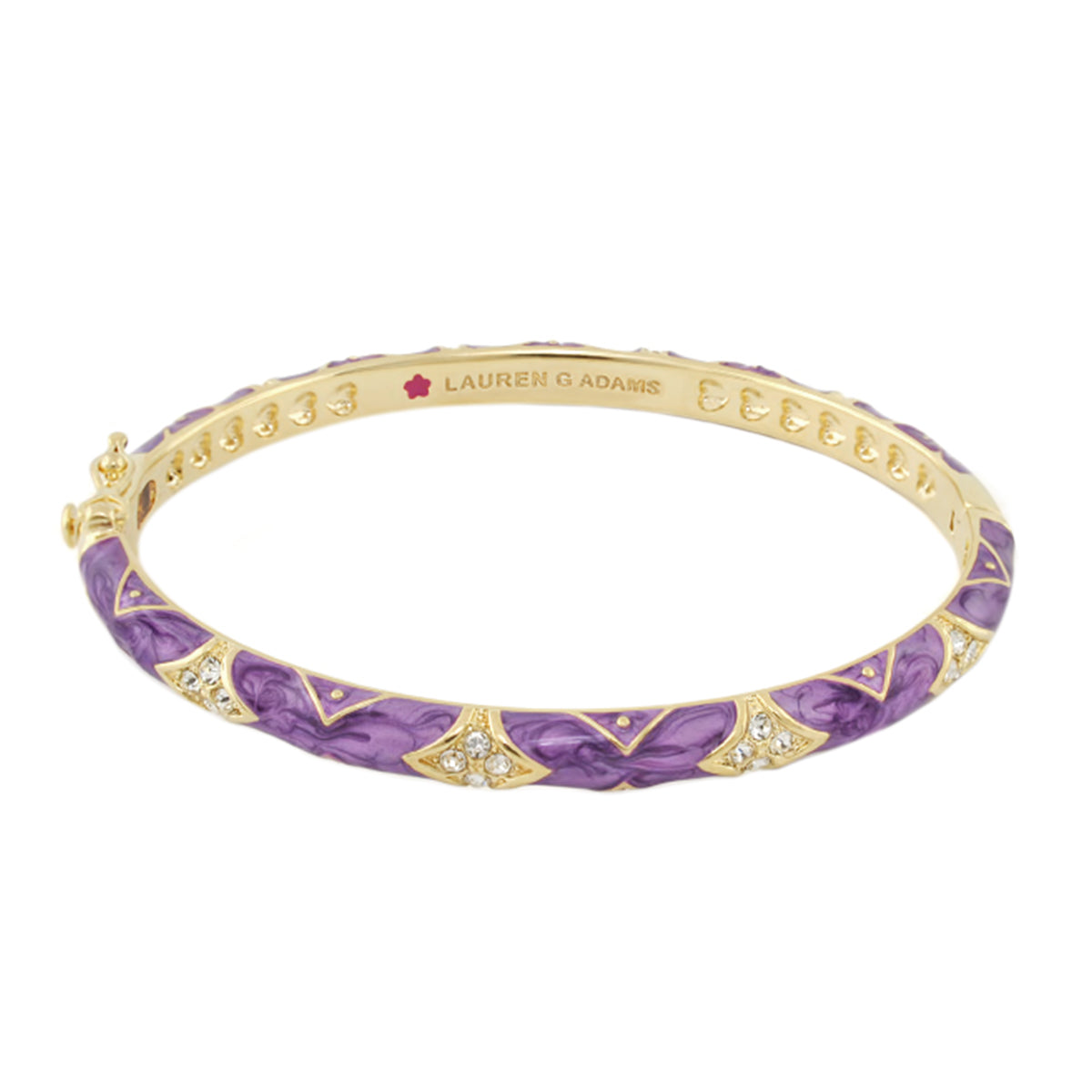 Stackable Fiesta Bangle Quilted Pavé bracelet in purple and gold-tone by Lauren G Adams on Tampa Home & Garden Store