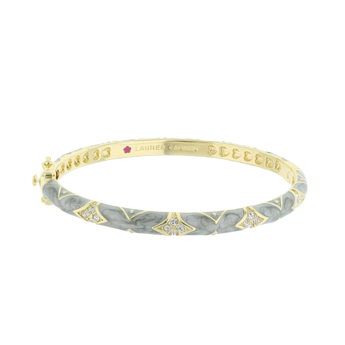 Stackable Fiesta Bangle Quilted Pavé by Lauren G Adams, gold-tone with gray marble accents on Tampa Home & Garden Store