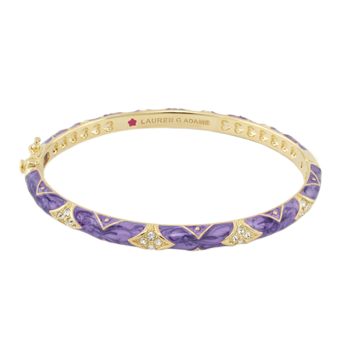 Stackable Fiesta Bangle Quilted Pave goldtone bracelet in purple enamel with Lauren G Adams on Tampa Home & Garden Store