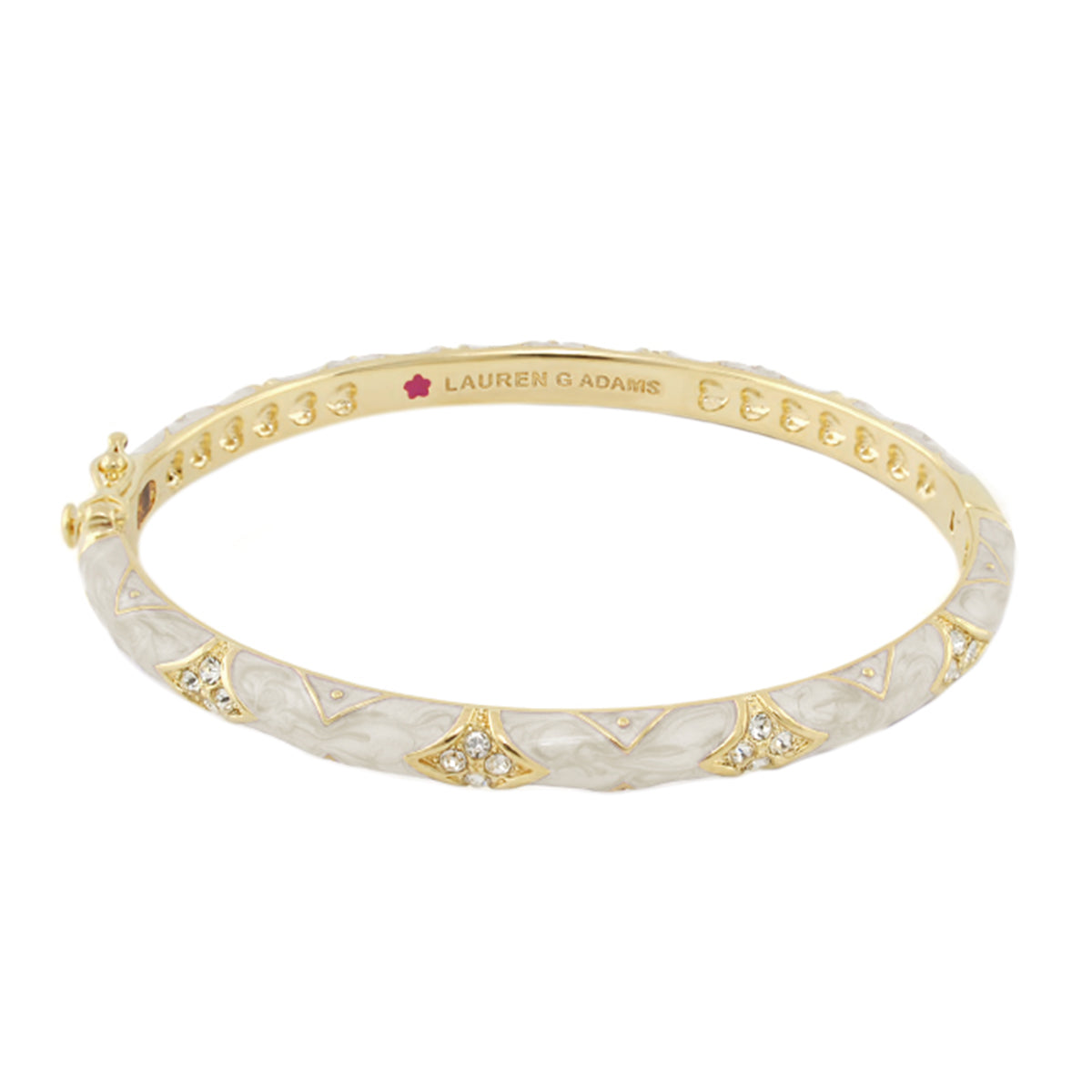 Stackable Fiesta Bangle Quilted Pavé gold-tone bracelet with white enamel Lauren G Adams on Tampa Home & Garden Store