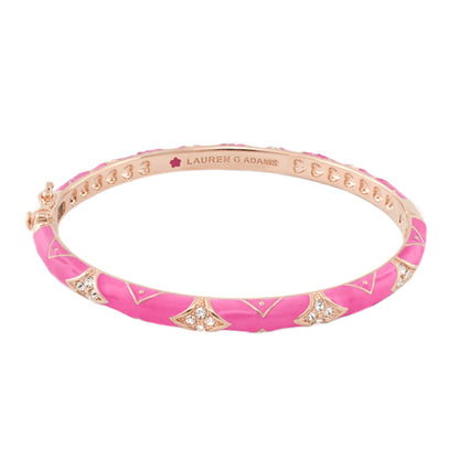 Stackable Fiesta Bangle Quilted Pavé pink enamel rose gold bracelet Lauren G Adams on Tampa Home & Garden Store