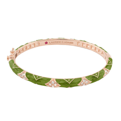 Stackable Fiesta Bangle Quilted Pavé rose gold bracelet with green enamel Lauren G Adams on Tampa Home & Garden Store