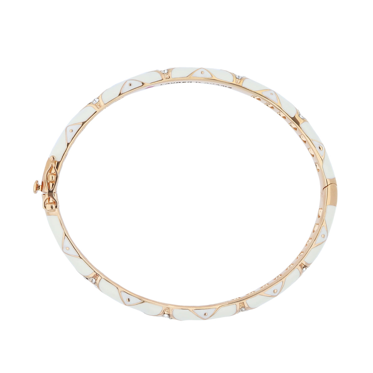 Stackable Fiesta Bangle Quilted Pavé rose gold white enamel Lauren G Adams bracelet on Tampa Home & Garden Store