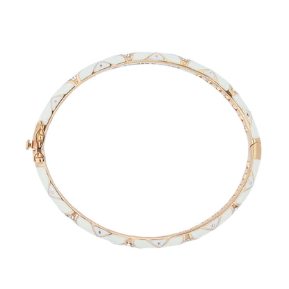 Stackable Fiesta Bangle Quilted Pavé rose gold white enamel Lauren G Adams bracelet on Tampa Home & Garden Store
