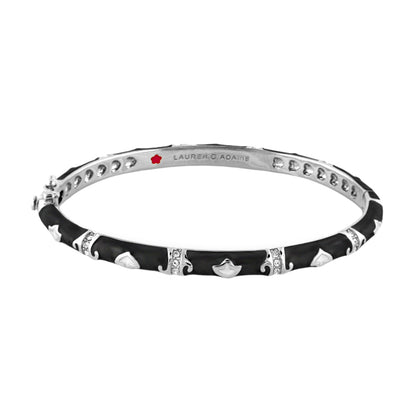 Stackable Fiesta Bangle Crystal Station by Lauren G Adams, black enamel with crystals on Tampa Home & Garden Store