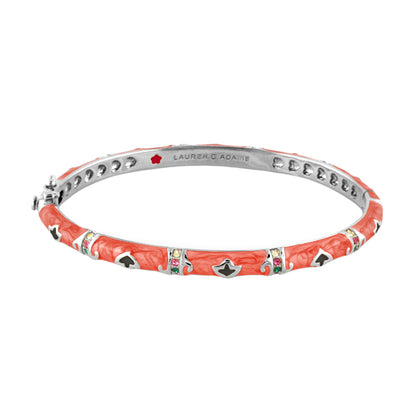 Stackable Fiesta Bangle in coral enamel with silver and crystal accents; Lauren Adams on Tampa Home & Garden Store
