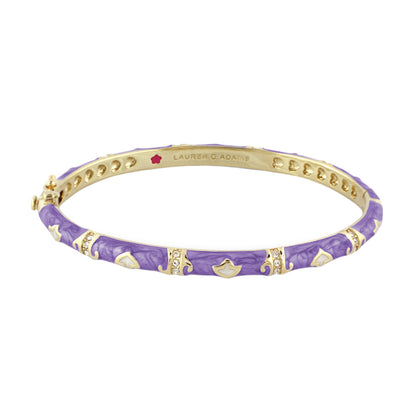 Lauren G Adams Stackable Fiesta Bangle in purple enamel with gold trim and crystal stations on Tampa Home & Garden Store